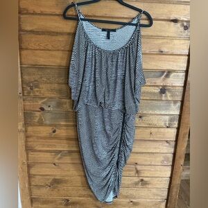 BCBGMaxAzria Black, Brown and White Midi Dress size large